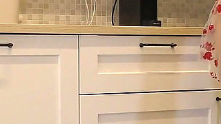 Sexy and Hot Long Legs Beauty in the Kitchen Takes off Her Underwear in a Transparent Lingerie with Seethrough Panties