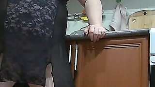 Wife Masturbates with Sex Toys in the Kitchen