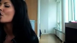 Smoking Hot Brunette Milf in Latex Catsuit and Boots