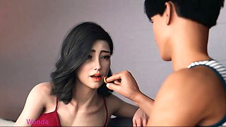 Ms Denvers has a wild movie night in her sexy lingerie with her stepson