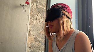 Japanese schoolgirl takes on a challenge with some coconut oil and a hot blowjob