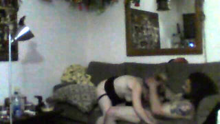 holding blonde down and pounding her throat smoking cigarette