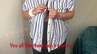 Mrs Mature Feet Stripping off Her Leather Skirt