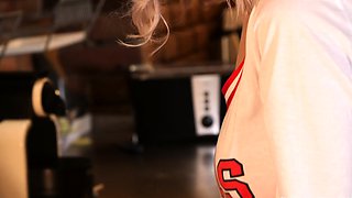 Russian beauty strips naked and makes herself cum hard