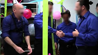 Surprise gangbang party at the security office