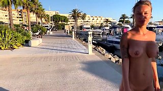 Monika Fox Walks Naked In Public In The City Of Cap d'Agde