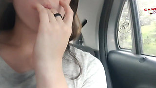 Horny Teen Masturbates in Real Public Uber