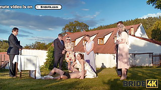 BRIDE4K. Shy bride with natural tits is fucked roughly in front of everyone in public