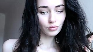 Cute curly brunette solo webcam masturbation