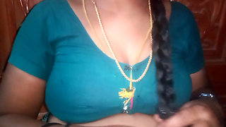 Tamil Aunty Squeezing Her Breasts When She Is Alone and Unable to Control Her Emotions