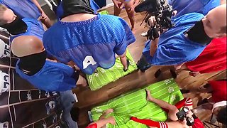 Naughty football players vs cheerleaders behind the scenes action