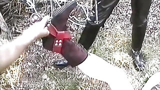 Outdoor punishing lesson in the forest