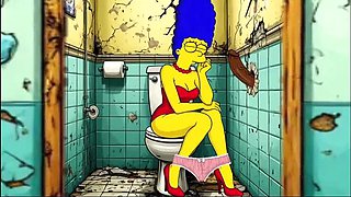 Hot Married MILF Cheats in Dirty Public Toilet - Simpsons Hentai Parody