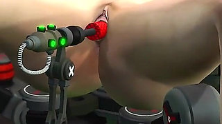 Sci-fi Fuck System - Super Busty Cuffed Girl and Sex Machine