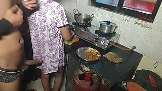 Fucked the newly married bride in the kitchen while she was cooking.