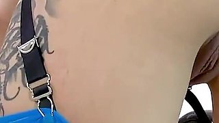 Redhead with Oiled Body Masturbating with a Big Toy