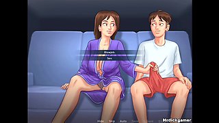 Busty milf gives an ultimate blowjob at home during summertime saga