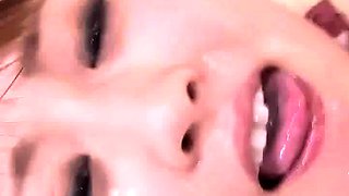 Kinky Asian girl with big boobs swallows a heavy load of cum