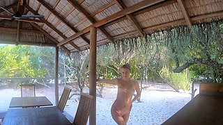Tattooed Blonde MILF Strips in Abandoned Bar