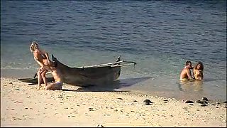 A Pair of Couples Have Hardcore Sex on the Lovely Tropical Beach - Private Porn Sex Videos