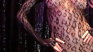 Rebecca Diamante Sexy Catsuit and Red Leather High Heels Ita