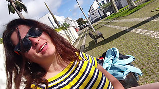 A Young Sucker Spied on Stepmommy in the Park and She Let Herself Be Touched!
