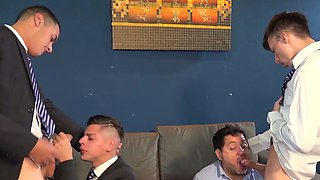 Office twunks analfucked in 4way by DILF
