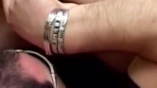 Horny brunette sucks and fucks hard cock