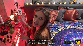 DEBT4k. Hot sex in a fortune-telling salon: she managed to give an amazing blowjob