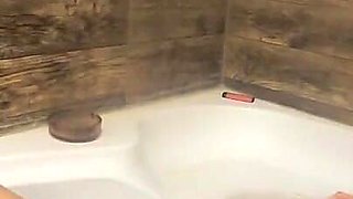 Beautiful Sugar Babe Tight Jeans Teasing with Mega Orgasm in Bathtub at Home While Smoking