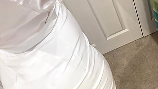 White Satin White Stockings White Pvc White Heels Goddess
