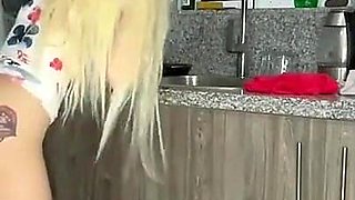 Hot and Sexy Girl Deepthroated and Fucked by Stepfather in the Kitchen Till Both Orgasms