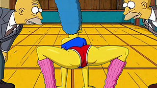 Dirty Orgy of Housewife Mrs. Sinpsom with Old Men at the Casting. Cartoon Parody