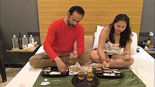 Desi stepdaughter PujaPrem seduces stepdad with her pink pussy - sucks big dick & rides monster cock hard