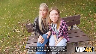 Vip4k. horny blondie lesbian didn’t watch a problem to pound on a job audition in front of her girlfriend