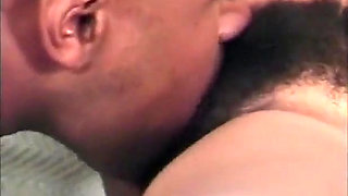 Black couple pussy licking pussy fucking in dogging position in the bedroom