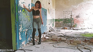 Boots, Jeans & Crushing Tease in an Abandoned Building