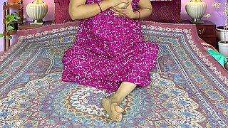 Hot Desi Wife Pink Color Nighty Rough Hardcore Sex with Boyfriend
