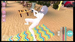 Pale Big Breasted woman LOVES to have sex in the Beach - Hentai Eroge Game