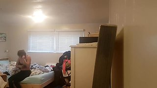 Real Hidden cam in young girls bedroom getting dressed for the day