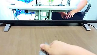 Erotic amateur girl giving blowjob and titjob in POV