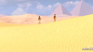 Lesbian futanari threesome adventure animation in Egypt