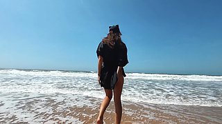 Me- Teen Girl on a Wild Nudist Beach Jerks off, Sucks Dick, Shows Legs Public Outdoor, Blowjob