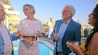 Blonde mature with long hair gets banged doggy style