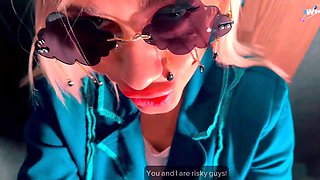 Wild nightclub romp in a public toilet with a blond -