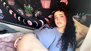 Cute curly brunette solo webcam masturbation