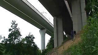 Amazing blonde German doll fucked under the bridge