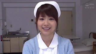 Japanese nurse likes to stand while getting her pussy drilled
