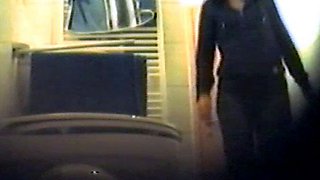 Girl using the toilet and filmed by voyeur 1
