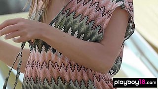 Nude lesbian mom and teenage GF sunbathing